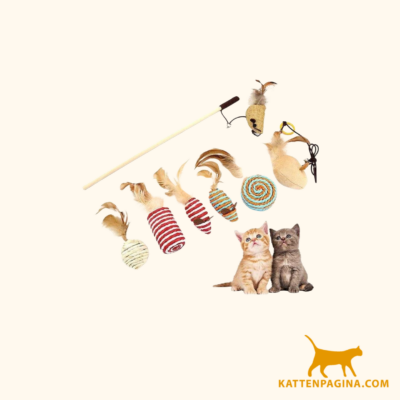 kattenspeelgoed combinatie set van 7 stuks set speelartikelen hengel muisjes verenspeelgoed 1